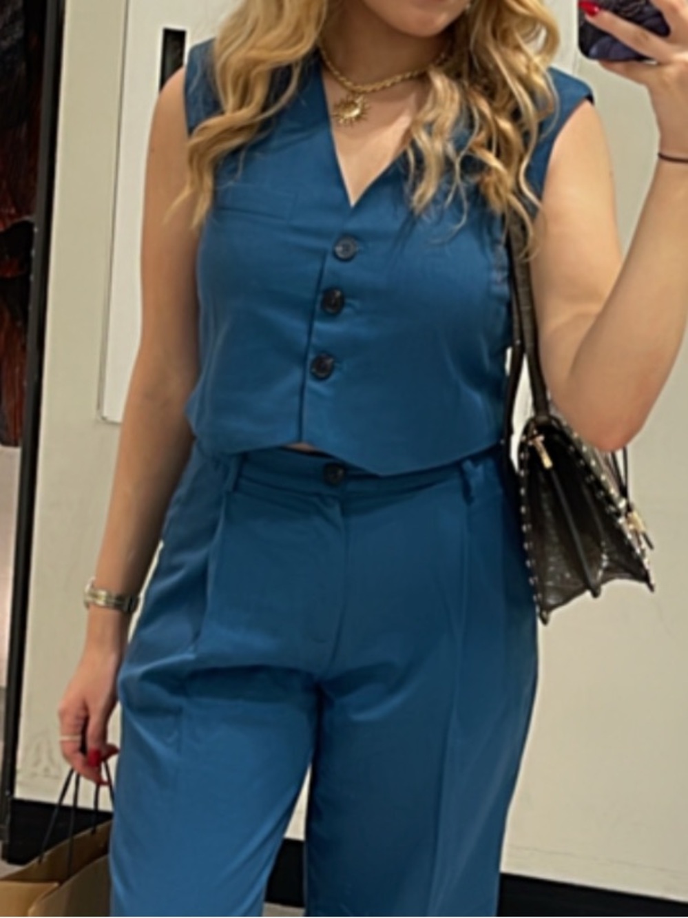 SHEIN Teal Buttoned Vest